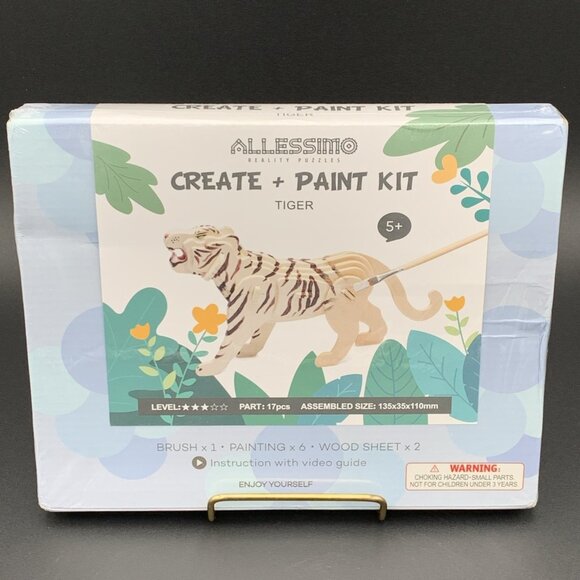 Allessimo Create + Paint Kit Tiger For 5+ Kids DIY Art Project Craft Set - Picture 1 of 2